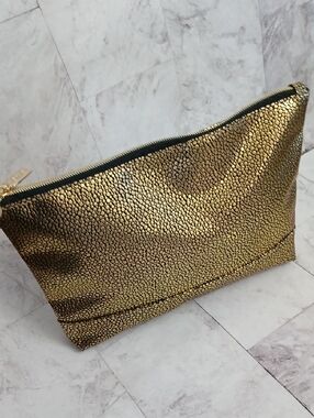 tarte Metallic Gold Textured Cosmetic Pouch